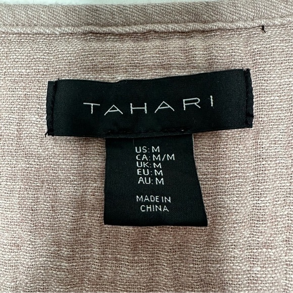 Tahari Linen Blend Pink Cardigan Gauze Size M - Picture 4 of 7